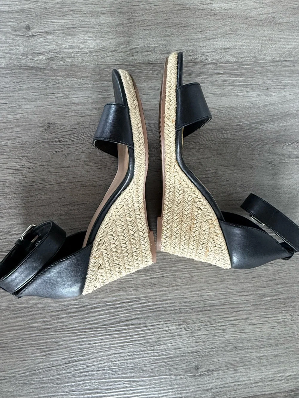 A new day Black Ankle-Strap Espadrille Wedge Sandals